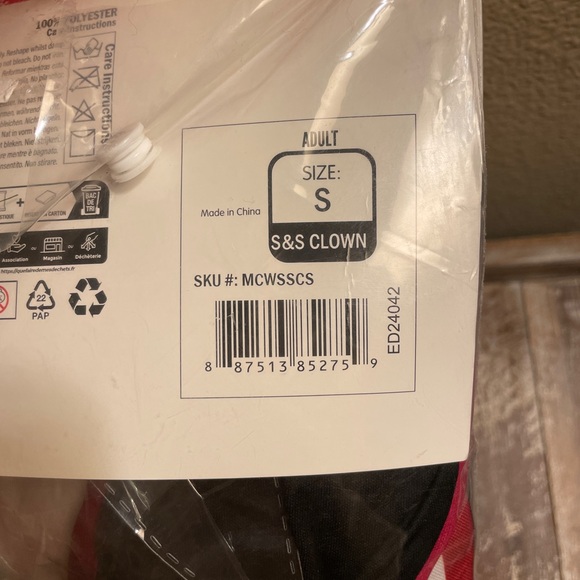 Women`s Creepy Clown Costume Adult Scary Jester Pennywise Dress Halloween Size S - Picture 6 of 10